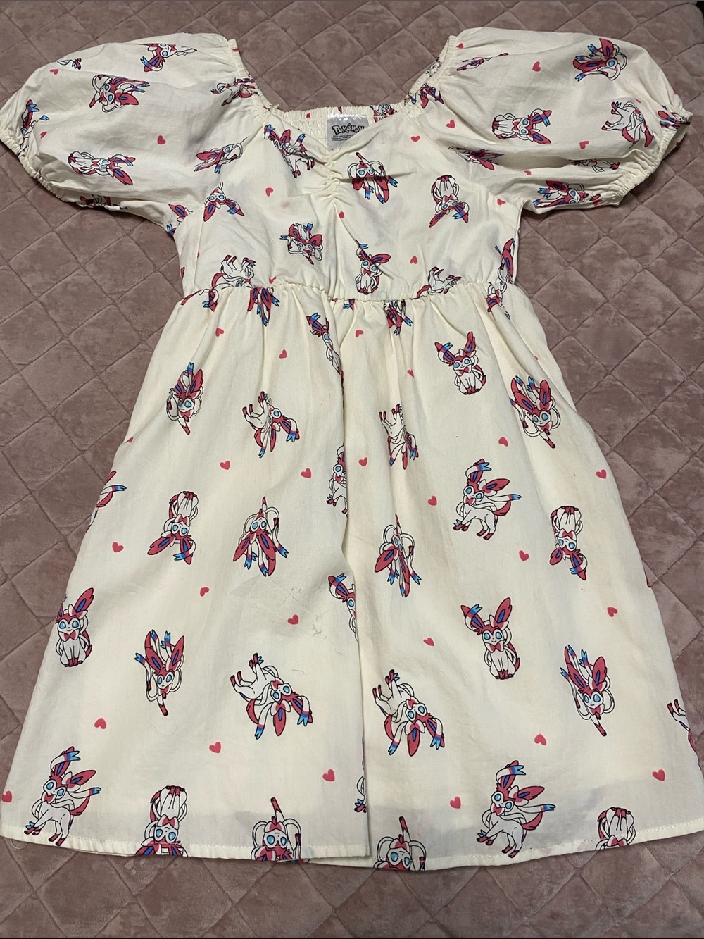 Pokemon Cream Dress with Pink & Blue Sylveon Motif